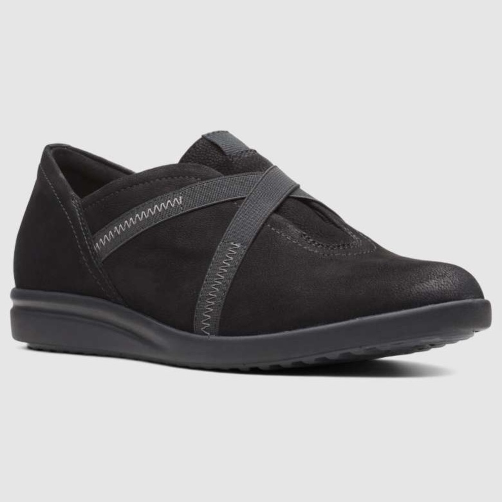 Pre-loved Clarks suede Tamzen Step Slip On size 8 Black